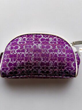 Coach Purple Lurex Signature Optic Cosmetic Pouch